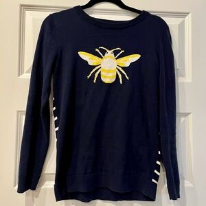 Crown & Ivy Women's Navy Blue Sweater with Yellow Bee Design Small